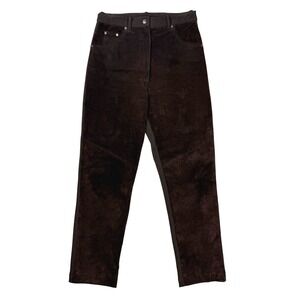 VTG Western Suede Chocolate brown ‎ Stretch Back High Rise Leggings pants  M